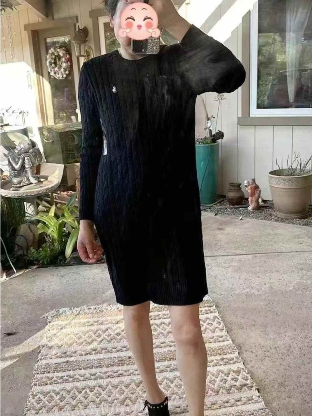 Polo by Ralph Lauren Black sweater Long-Sleeve Knit Shift Dress - Picture 3 of 4